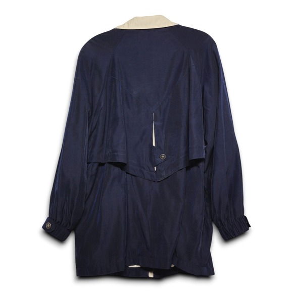 Jacqueline Ferrar Navy Beige Colorblock Lightweight Zip Up Jacket Medium - Picture 3 of 4